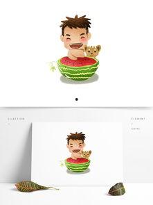 吃瓜的图片绘画教程,绘制夏日清新瓜果插画